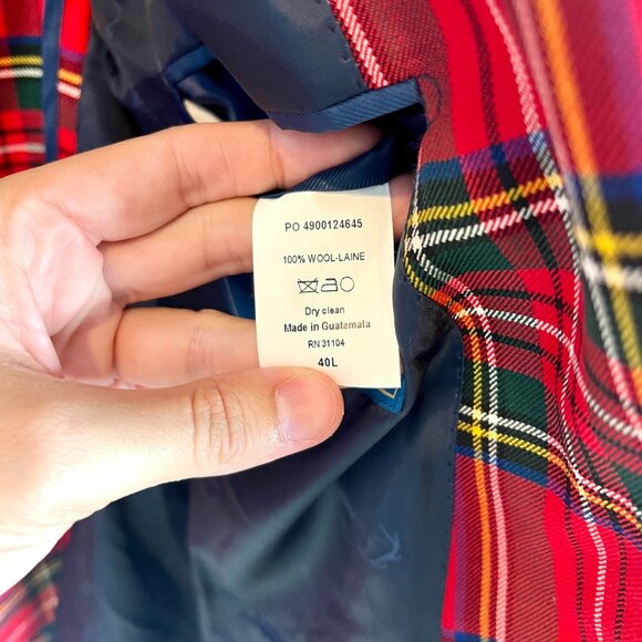 Biltmore Tartan Plaid 100% Wool Men's 2-Button Blazer Holiday Classic Size 40L - Picture 4 of 5